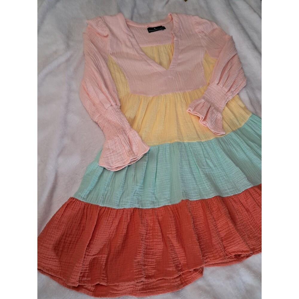 Tuckernuck Pomander Place Kenzo Tiered Crepe Colorblock Mini Dress Size XS - Picture 7 of 12